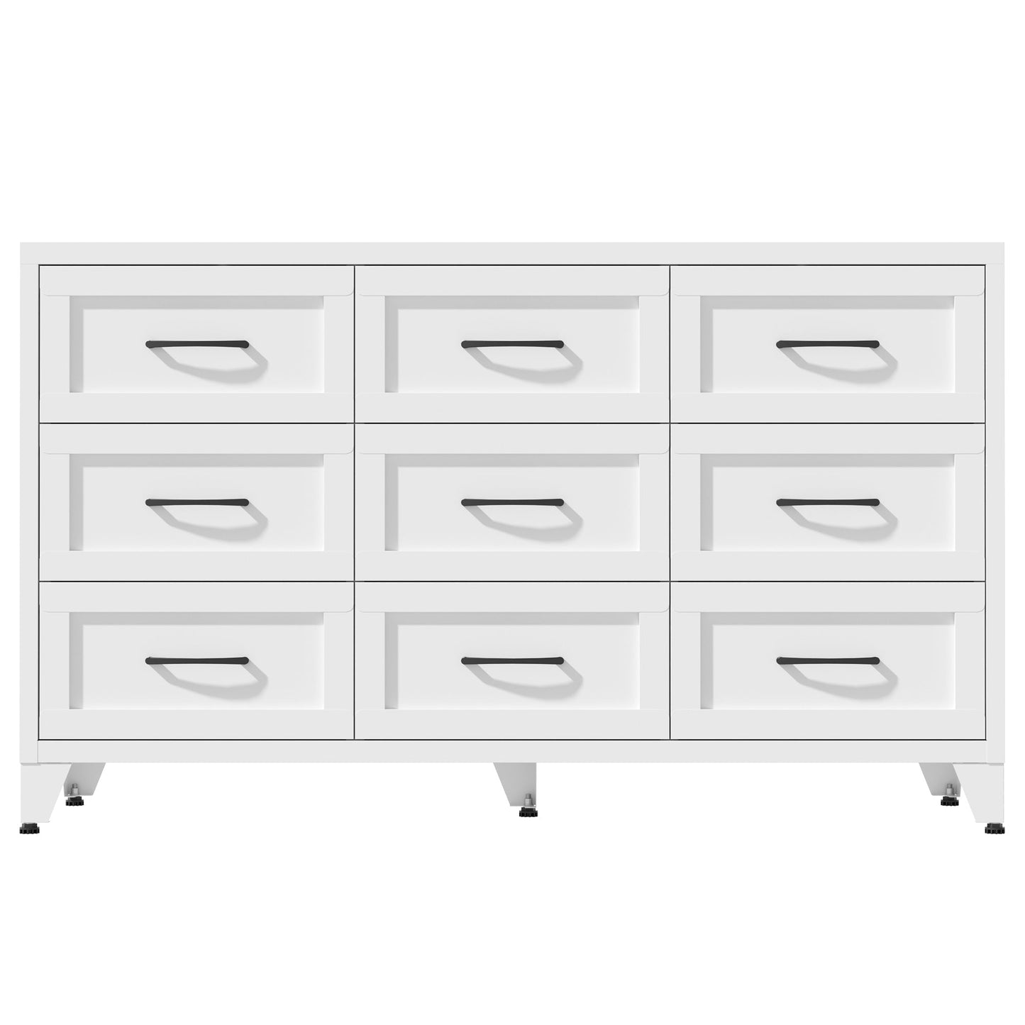9 Drawer White Metal Dresser with Quiet-Glide Rails