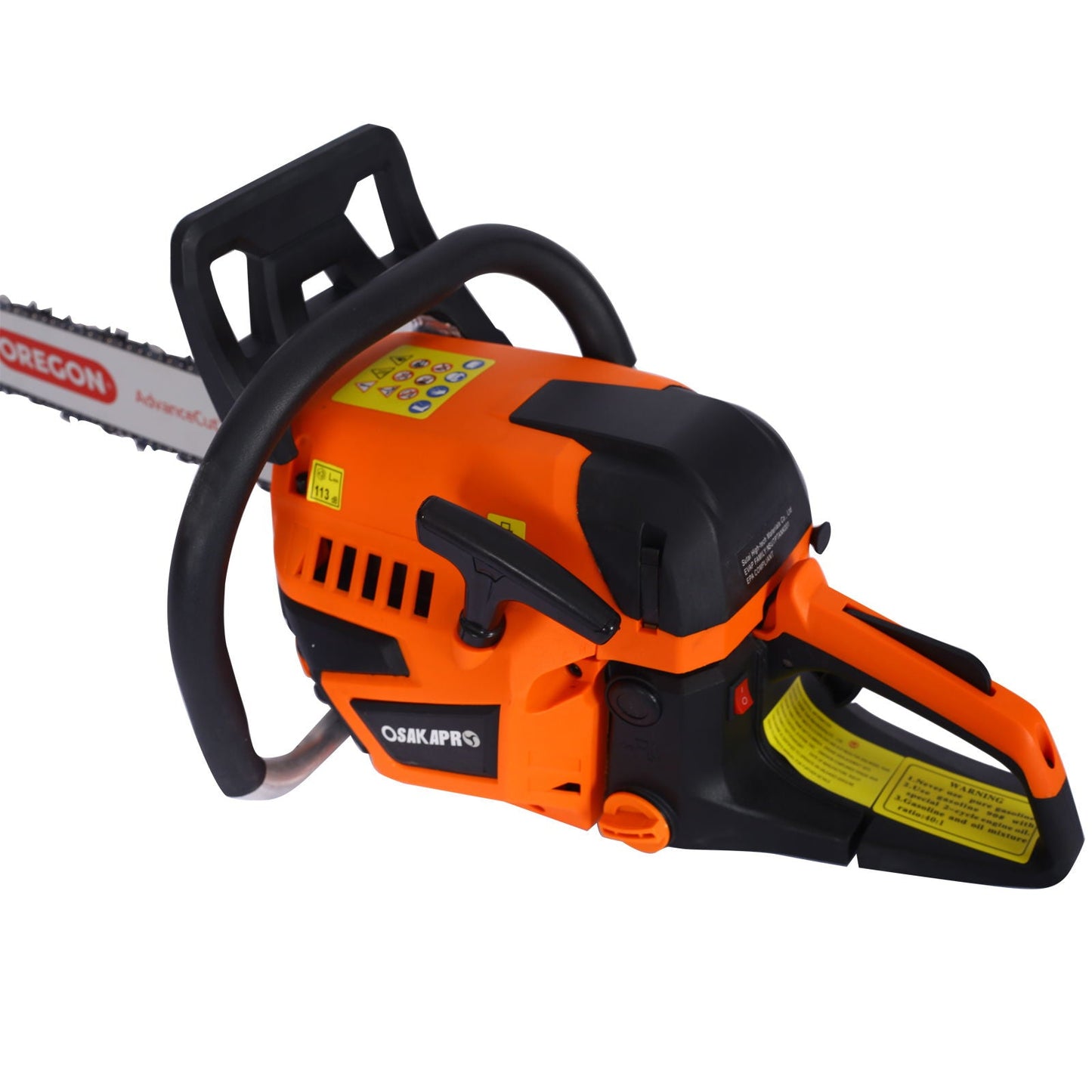 52Cc Gasoline Chainsaw With 20" Oregon Bar And Chain For Wood Cutting Plastic - Orange