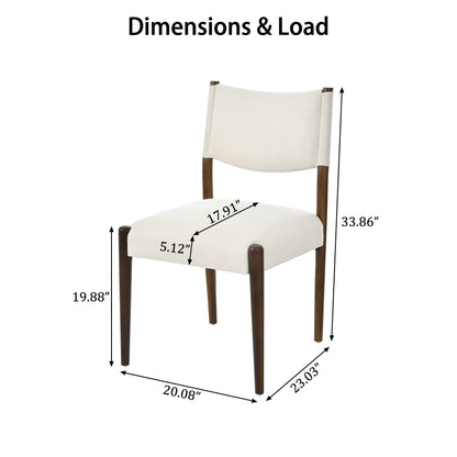 Modern Dining Chair with Thick Seat Cushion and Solid Wood Legs, Set of 2