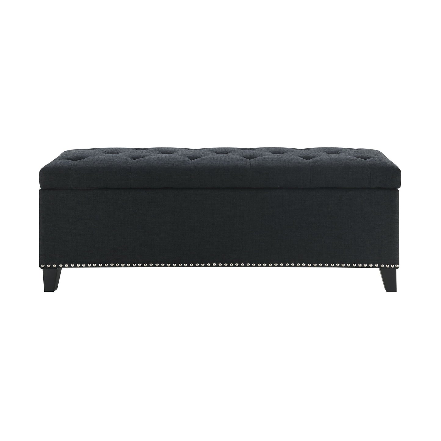 Button-Tufted Storage Ottoman With Safety Close Hinge
