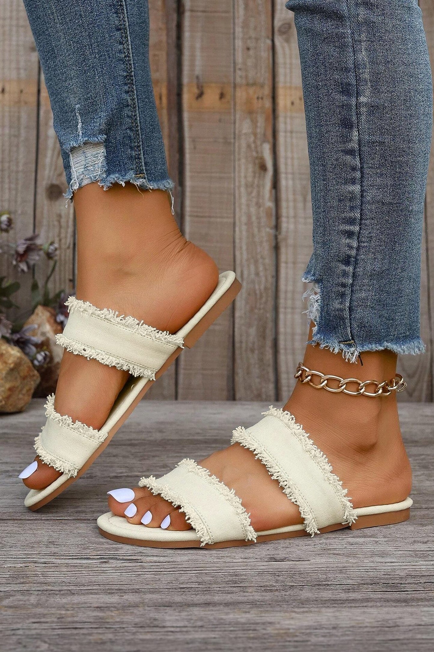Alaiya Double Band Flat Slippers