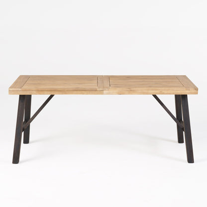 Outdoor Dining Set with 2 Benches and 1 Dining Table - Light Brown