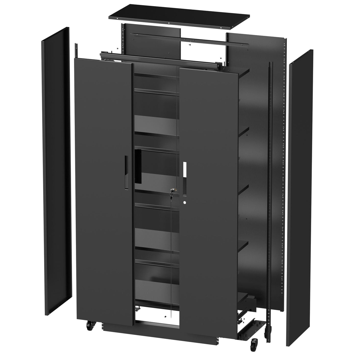 Heavy Duty Rolling Cabinet With Lock, Garage Storage Cabinet, 4 Adjustable Shelves For Tool Organization