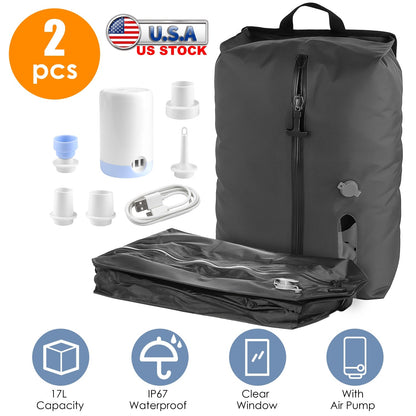 17L Vacuum Storage Bags with Rechargeable Pump (2-Pack)