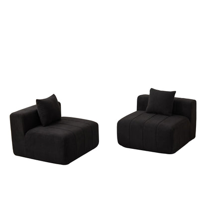 Modular Sectional Sofa With 2 Pillows, Symmetrical Design