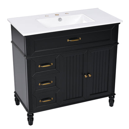 Bathroom Vanity With Sink, Freestanding Cabinet & Drawers