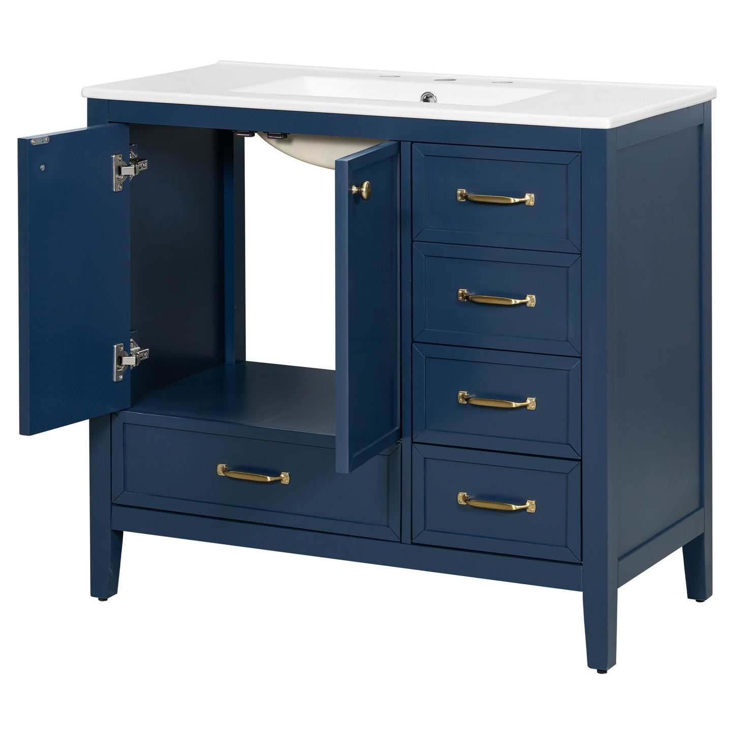 Elegant Vintage Bathroom Vanity With Sink and Soft Closing Drawers