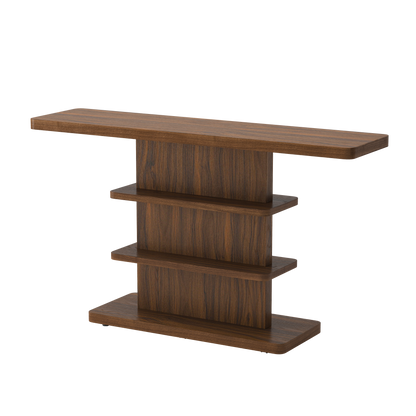 63" Vintage Narrow Console Table with 2 Tier Open Storage Shelves