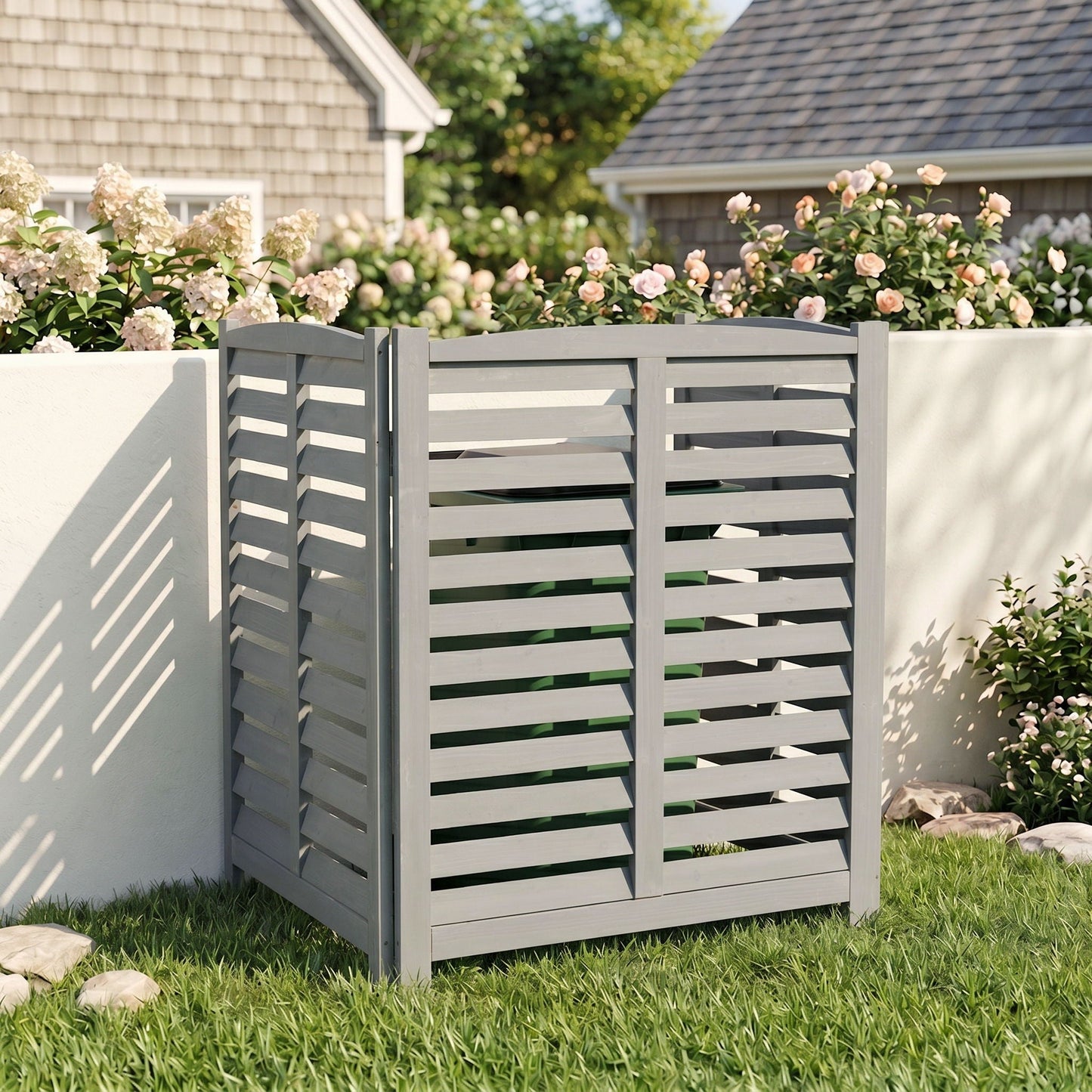 3 Panel Outdoor Wooden Air Conditioner Fence