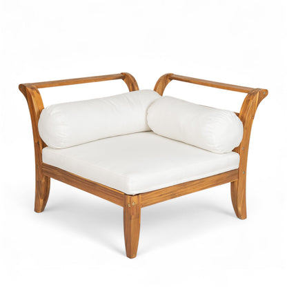 6 Piece Acacia Wood Outdoor Modular Sectional with Daybed and Tea Table