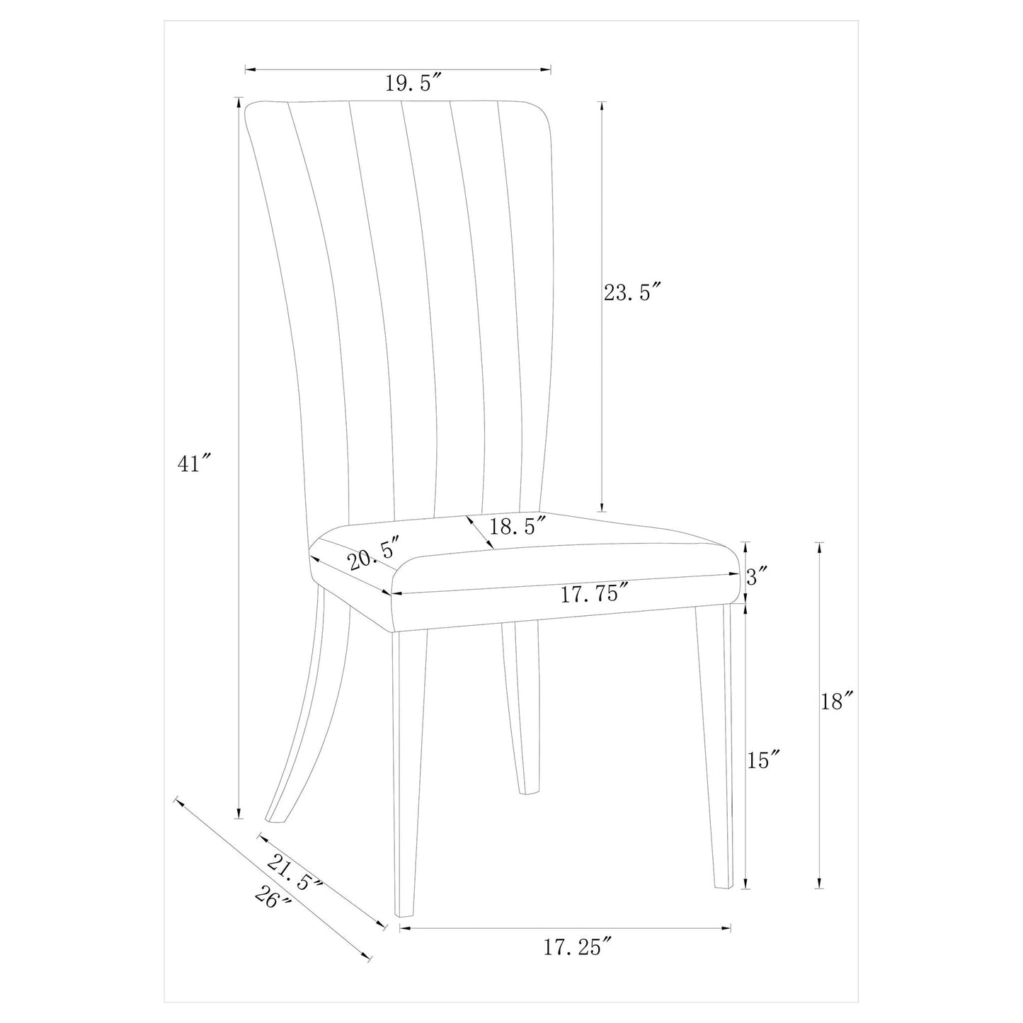 Tufted Side Upholstered Dining Chair (Set of 2) - Gray