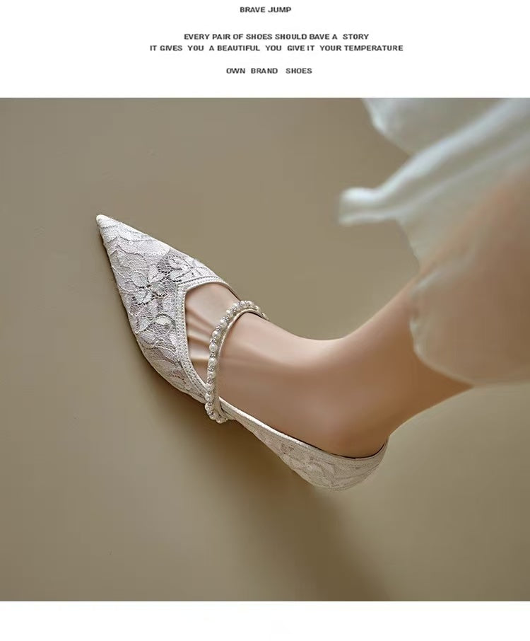 2026 New Fashion Mesh Strap Women's Mary Jane Shoes, Low Cut Pointed Toe Wedding Shoes, Thin High Heels Matching Dresses