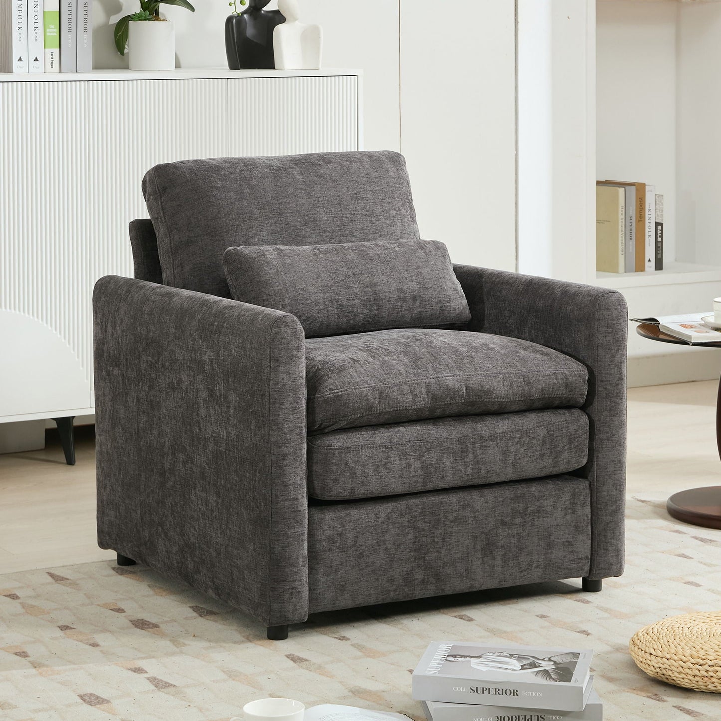 Cozy Upholstered Cushion Armchair For Living Room