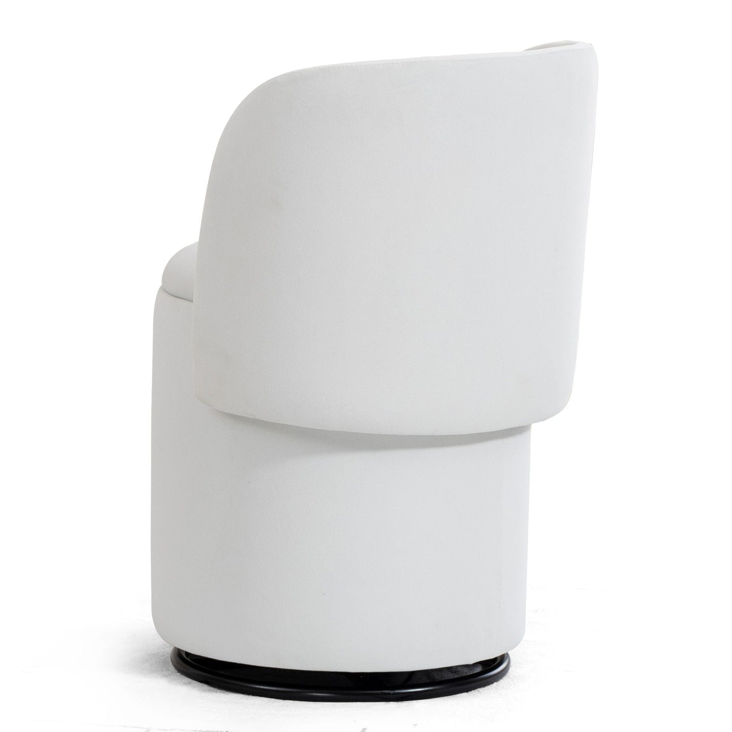 Barrel Chair With Built In Storage, 360° Swivel - Beige