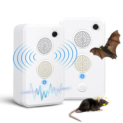 2-Pack Ultrasonic Pest Repellent – Rechargeable Indoor/Outdoor Deterrent