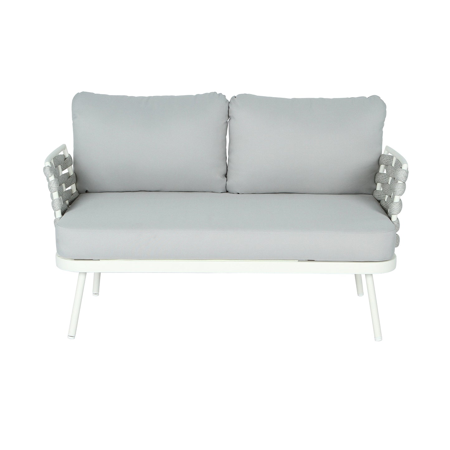 Mariano Steel 4-Pieces Conversation Set, Off White & Grey