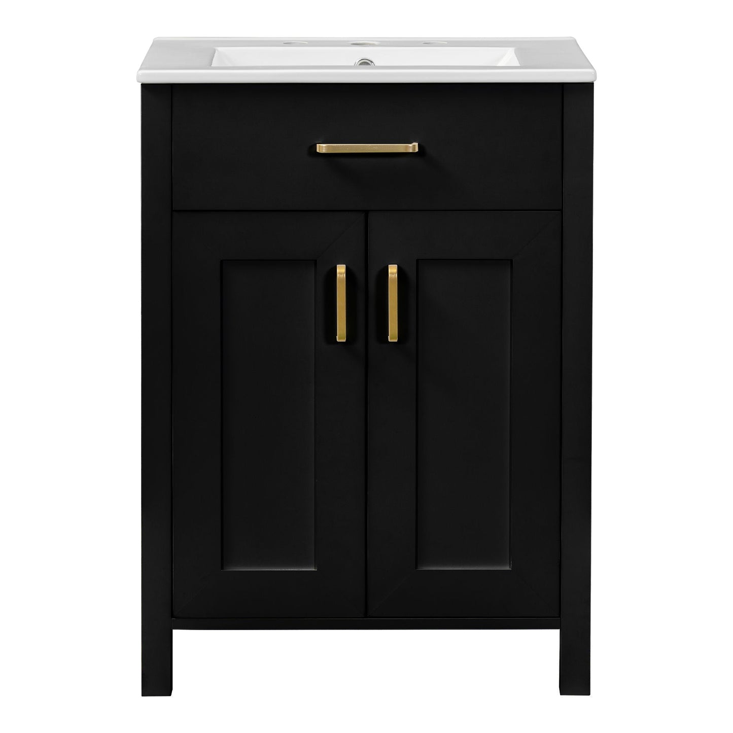 Modern Bathroom Vanity With Ceramic Sink, Soft-Close Doors, Flip Drawer, U-Shaped Shelves, Elegant Storage Solution