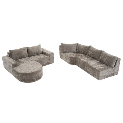 Modular Cloud Sectional Sofa Set, U-Shaped Upholstered Couch With Deep Seat