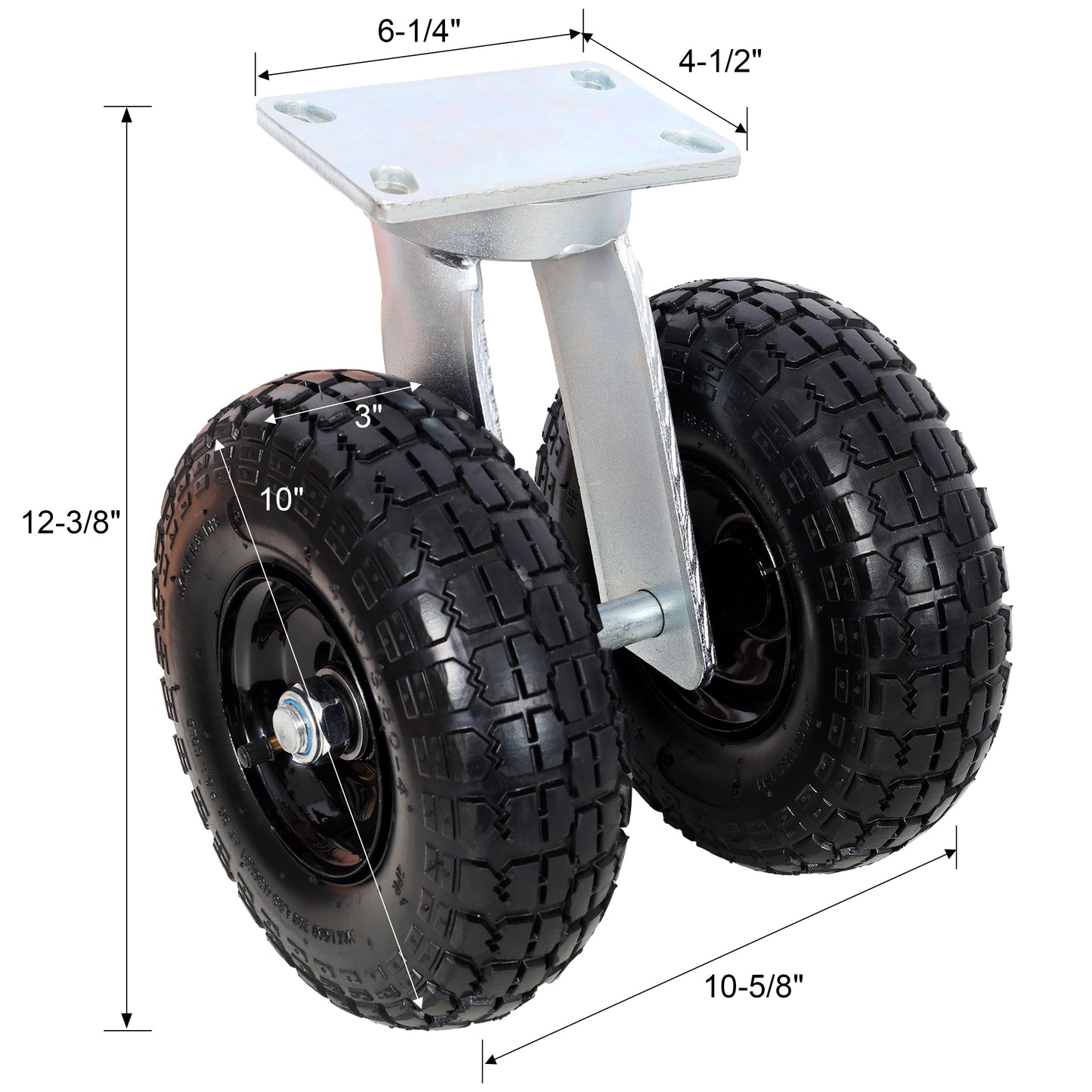 10 in Dual Air Wheels Swivel Caster, 660LBS Load Capacity