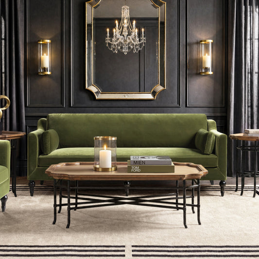 Josephine 84.5" Upholstered Modern Sofa, Olive