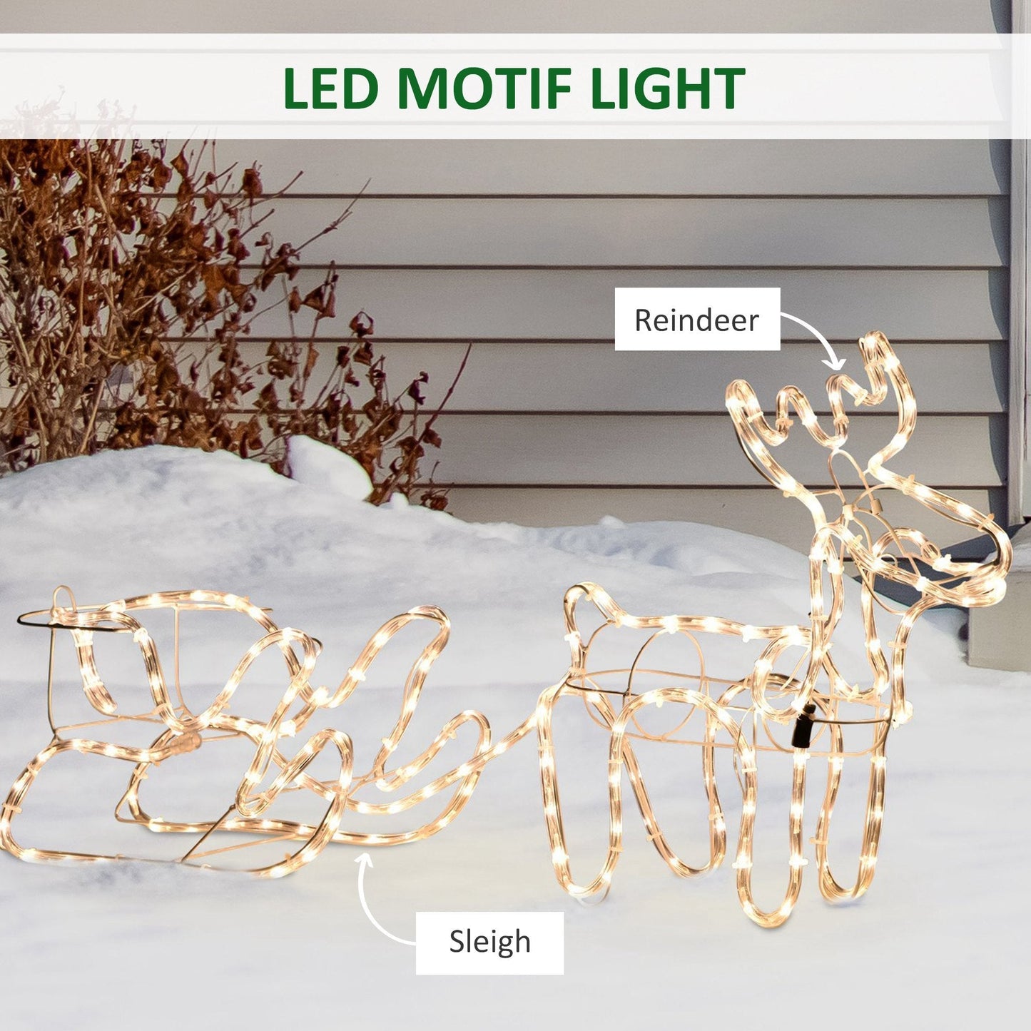 Outsunny 35' LED Reindeer Sleigh Outdoor Christmas Decoration