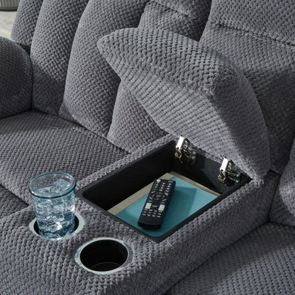 Observation - Double Reclining Power Loveseat With Console - Steel