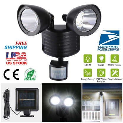 Solar Lights 22LEDs Outdoor Security Lights Motion Sensor IP44 Water-Resistant 360¡ Rotatable Dual Heads Solar Wall Light for Entryways Stairs Yard Ga