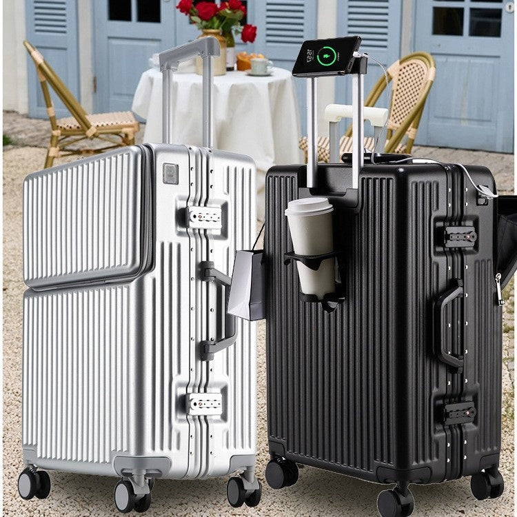 Frame Luggage, Front Open Lid Luggage, 20 Inch 24 Inch Large Capacity, TSA Lock, Universal Wheel Aluminum Frame Luggage, Sturdy And Durable Bag Set