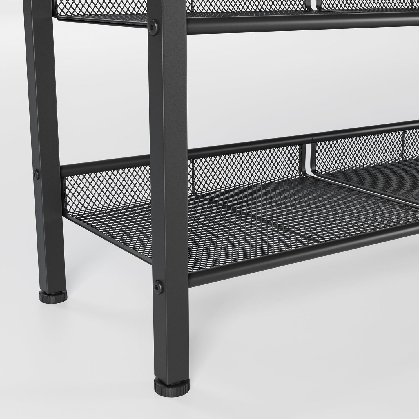 Industrial Shoe Rack with 4 Mesh Shelves
