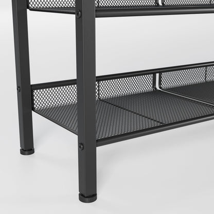 Industrial Shoe Rack with 4 Mesh Shelves