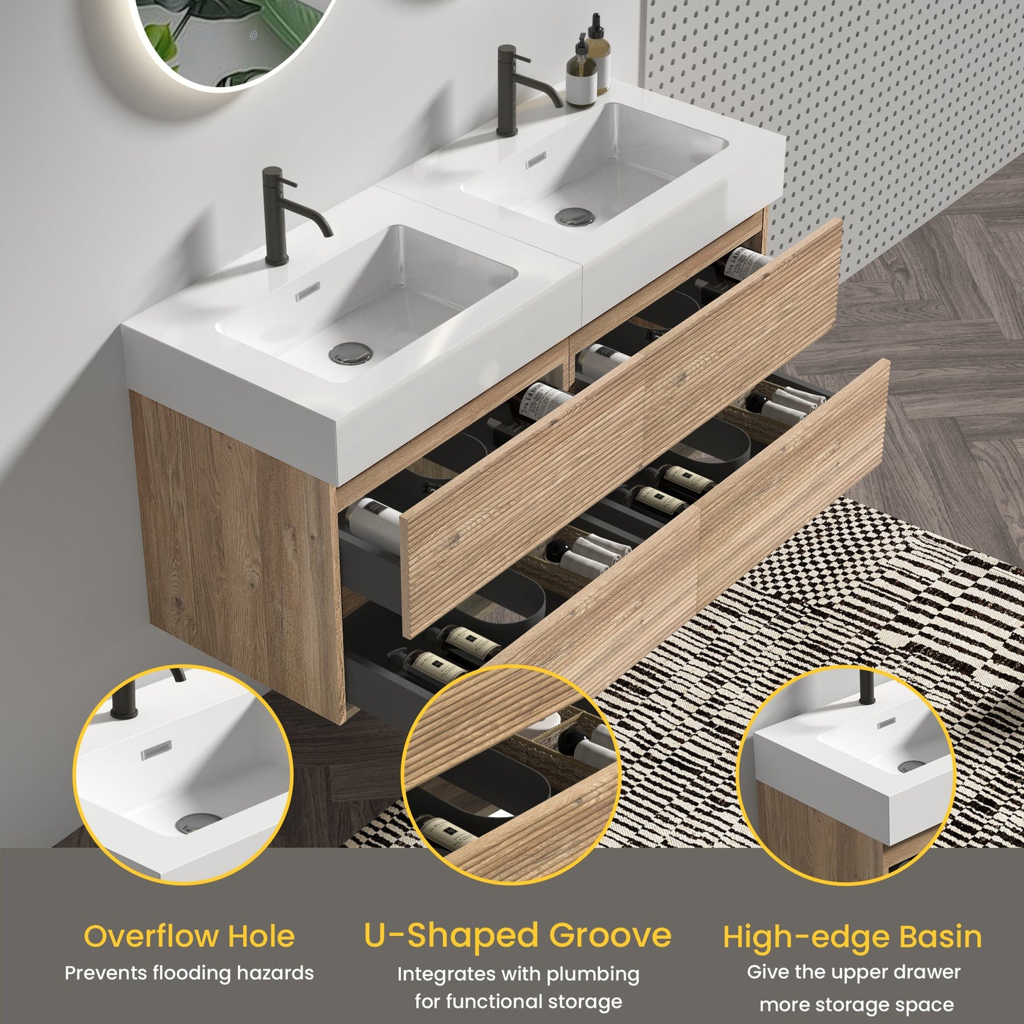 Grace 48" Bathroom Vanity with Double Drawers