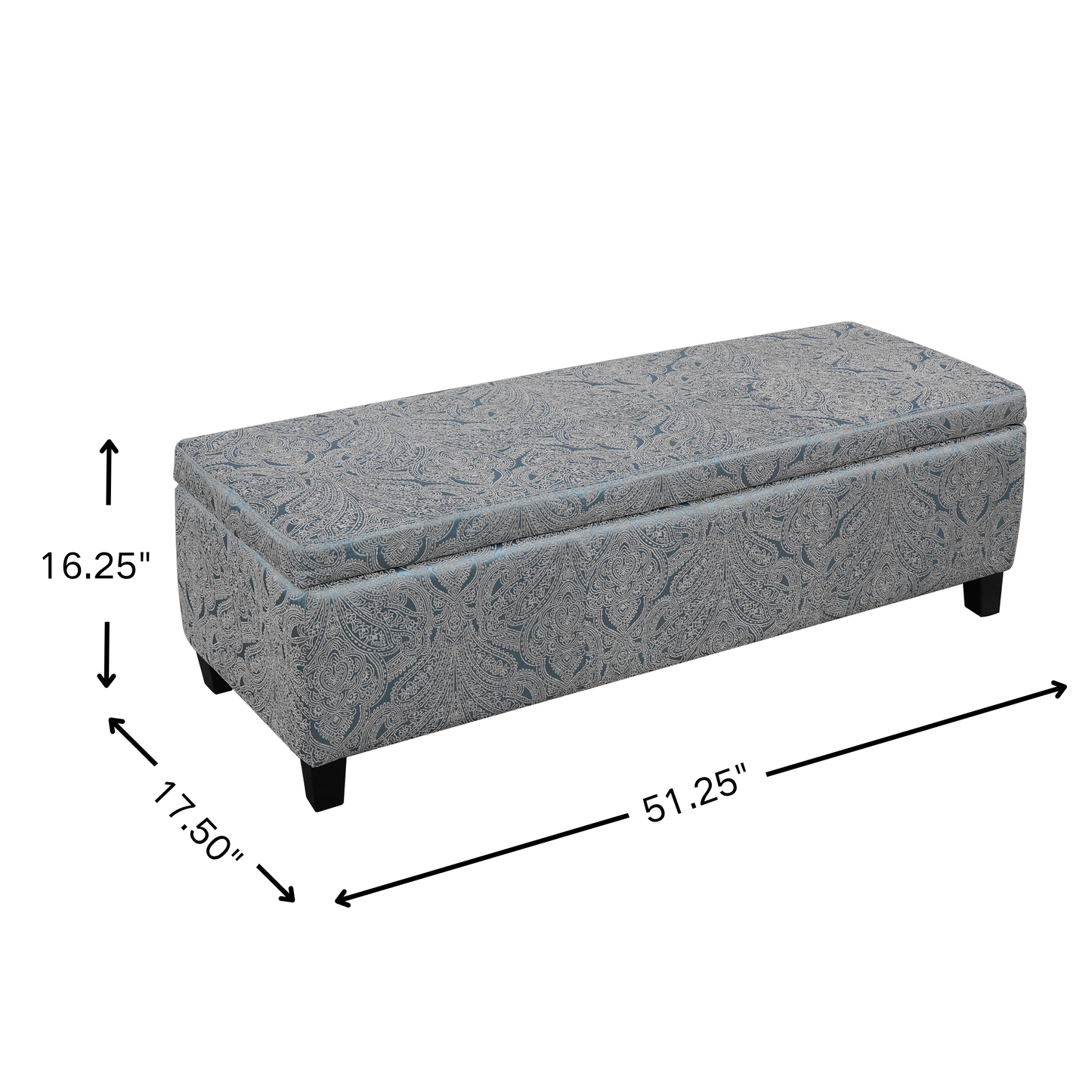 Indoor Jacquard Storage Ottoman Bench