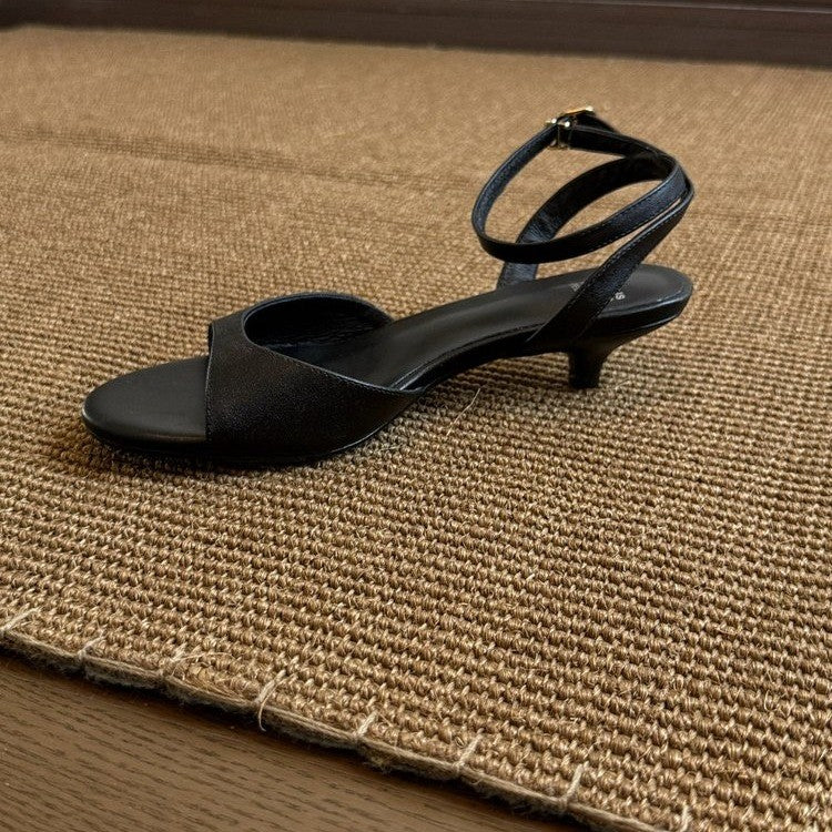 2026 Summer New Women Gentle Retro Sandals, Minimalist Fashion Comfort Kitten Heel Elegant Daily Commute Shoes, Green