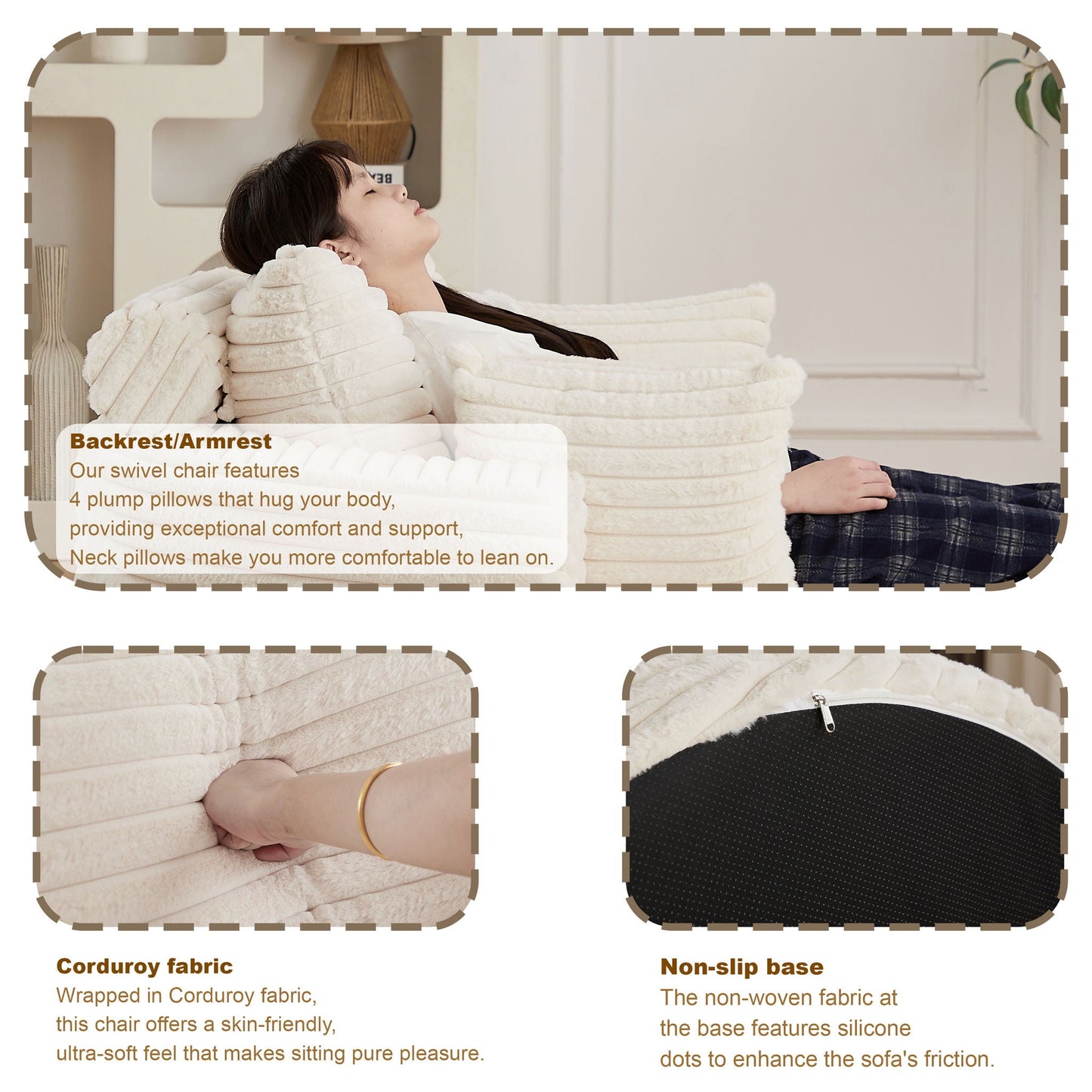 Modern Single Sofa With Backrest Pillow For Living Room