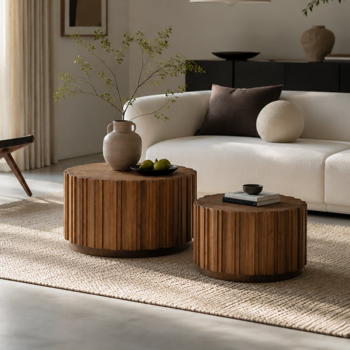19.7" + 27.5" Round Nesting Coffee Table Set of 2