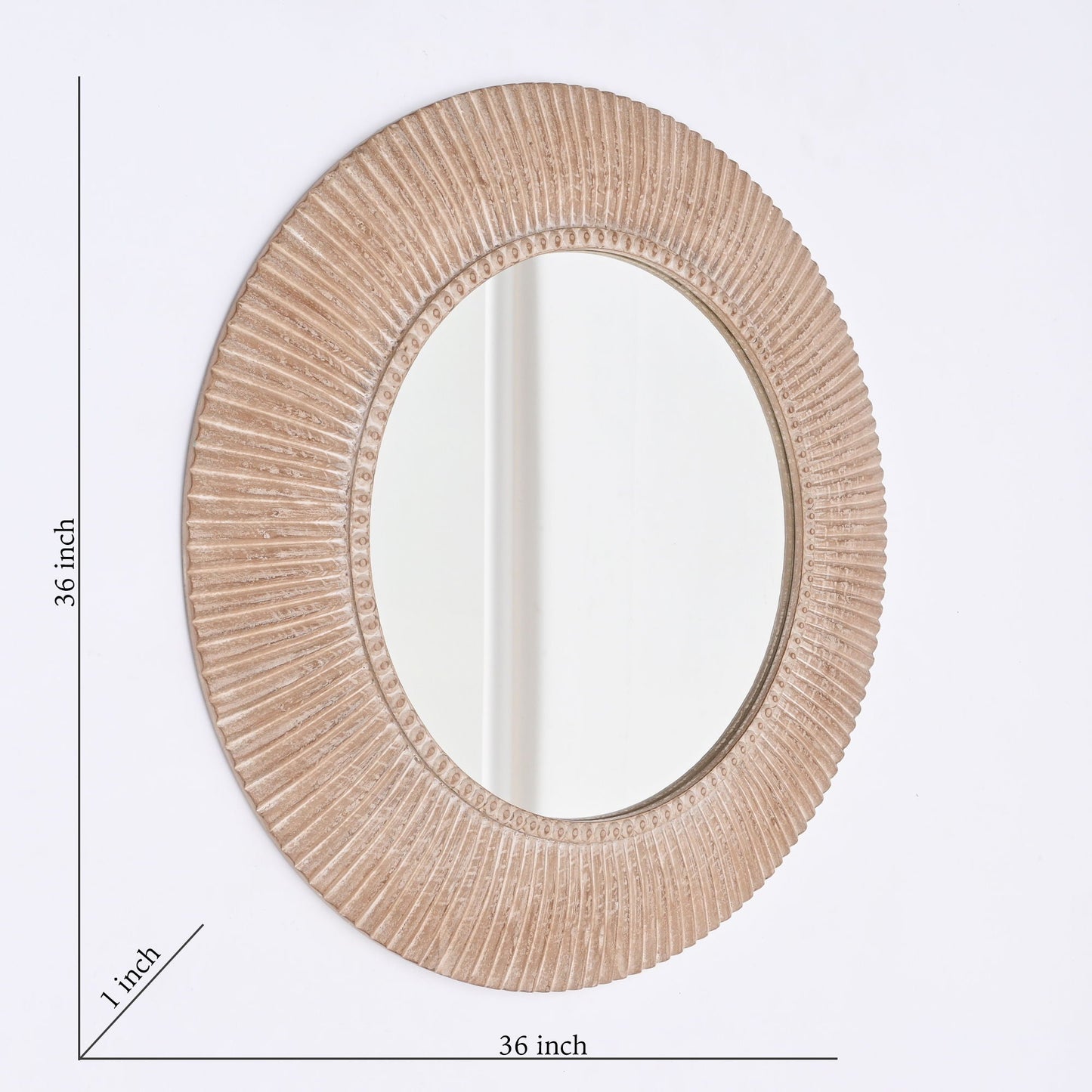 Handcarved Decorative Hanging Wall Mirror - Antique Brown / White