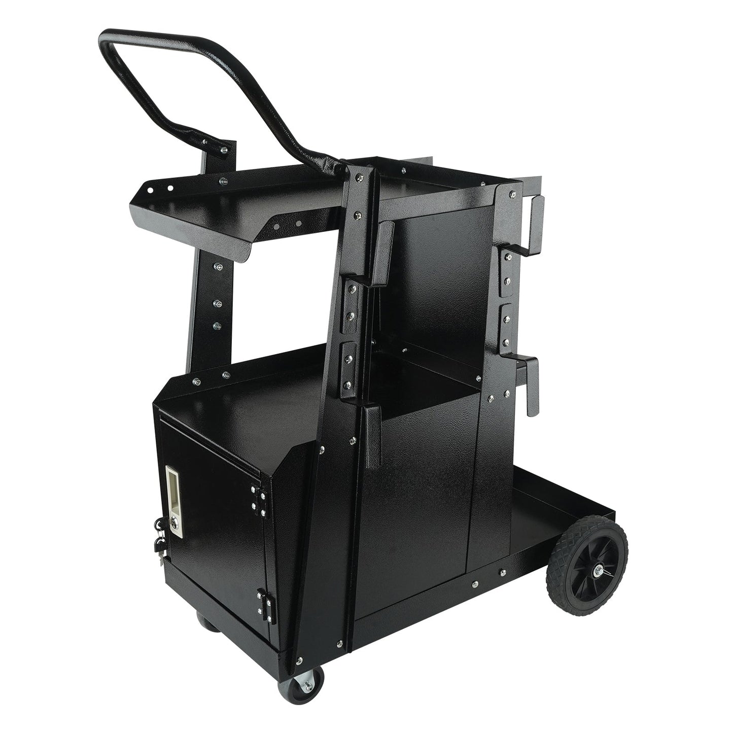 Welding Cart, 2-Tier Heavy Duty Welder Cart with Lockable Cabinet
