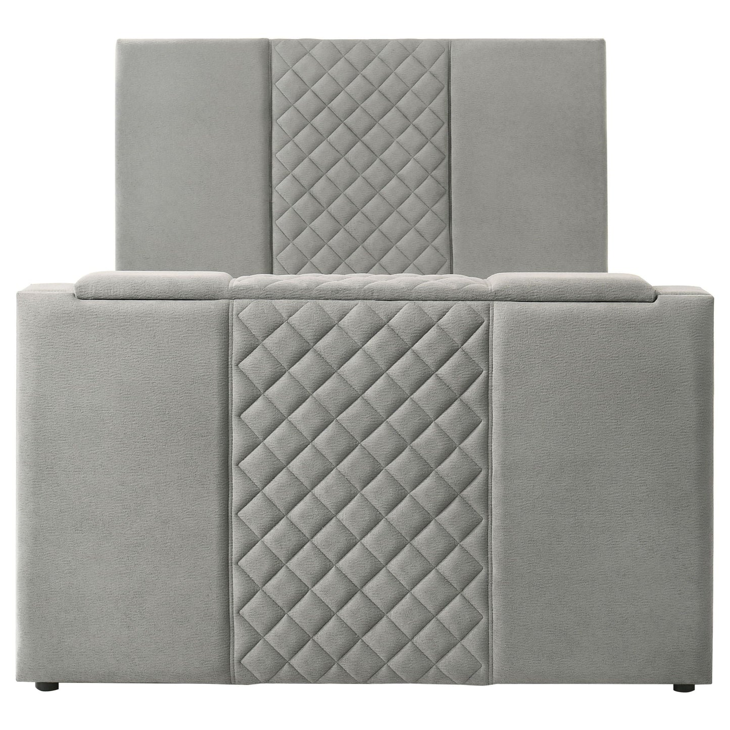 Tara 61-inch Upholstered Queen Panel TV Bed Grey
