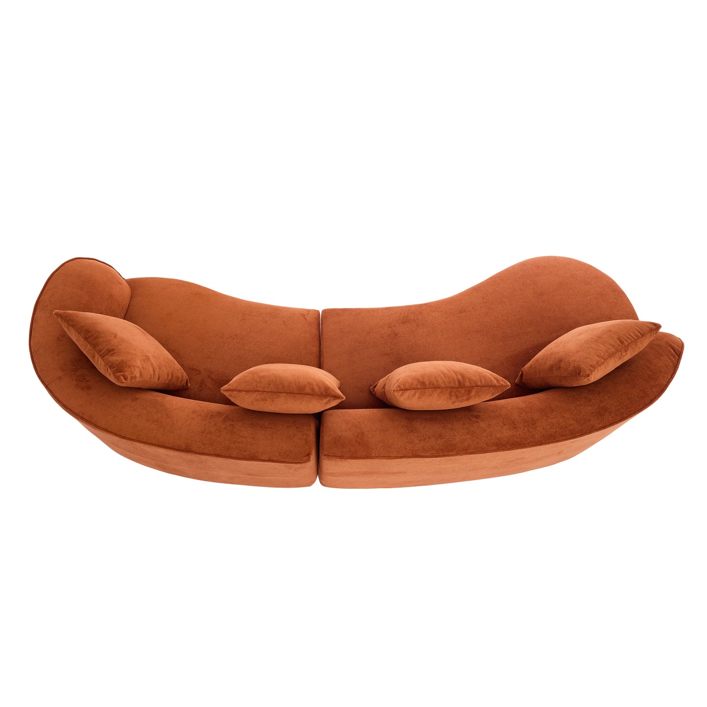 126" Curved Sectional Sofa (Dark Orange-D28 Full Foam)