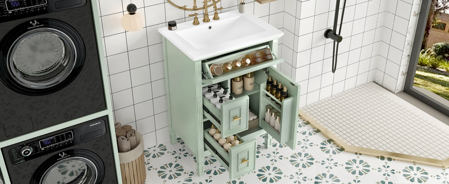 24-Inch Bathroom Vanity with Sink and Solid Wood Cabinet