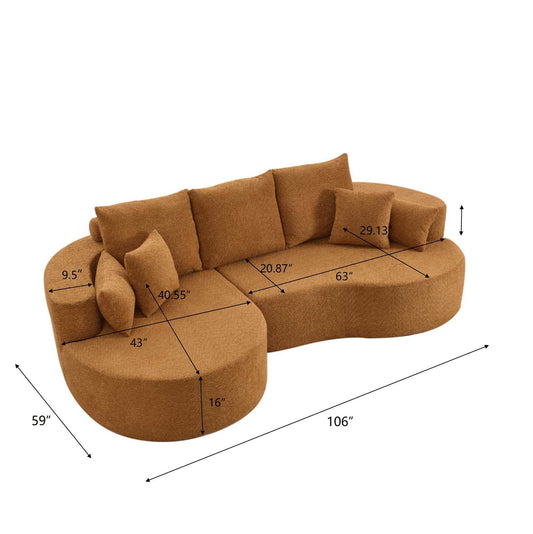106 in. 2 - Piece Fabric Cloud Curved Sectional Boucle Sofa, CHAISE LOUNGE, NOMAD