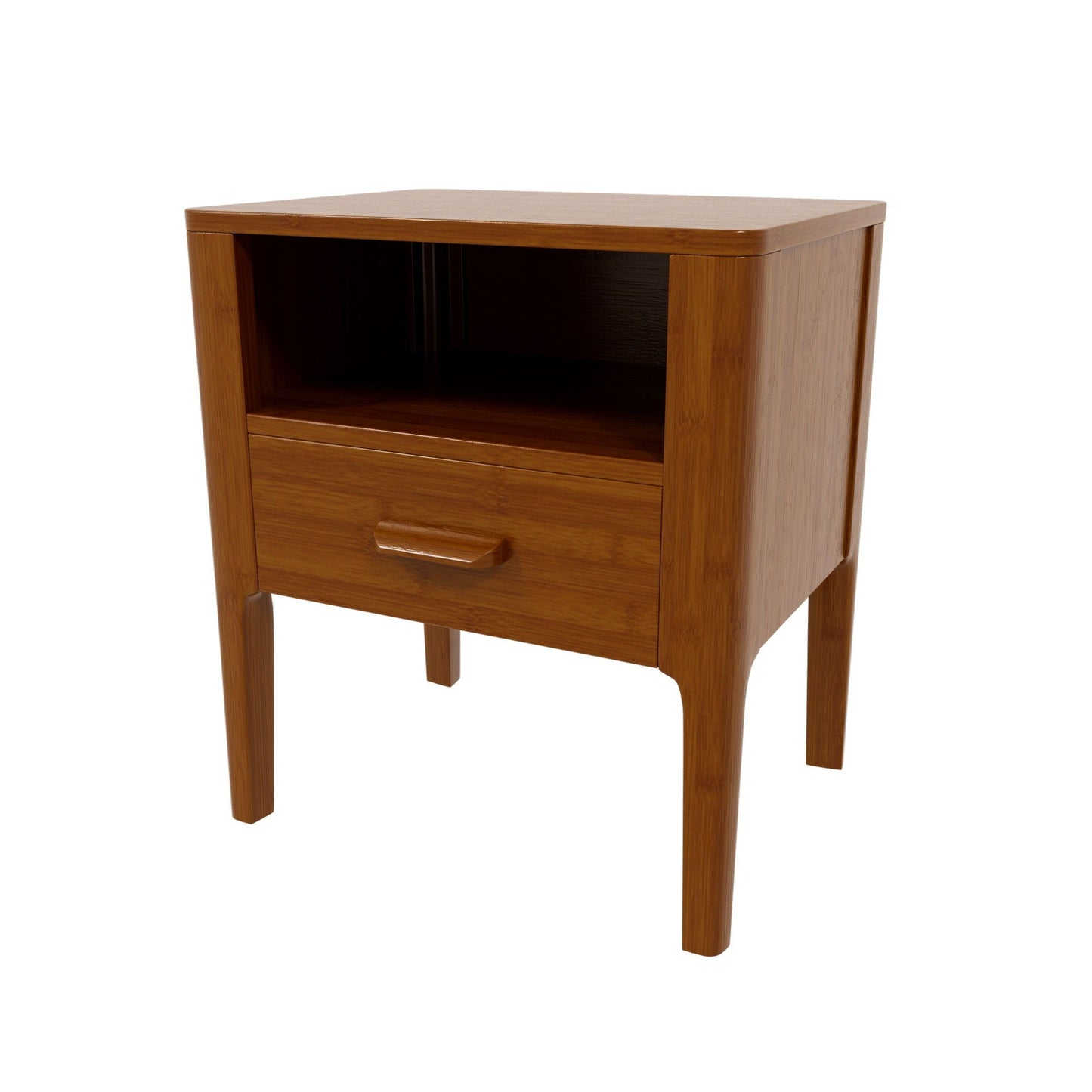 Nightstand With Drawer And Open Shelf - Brown