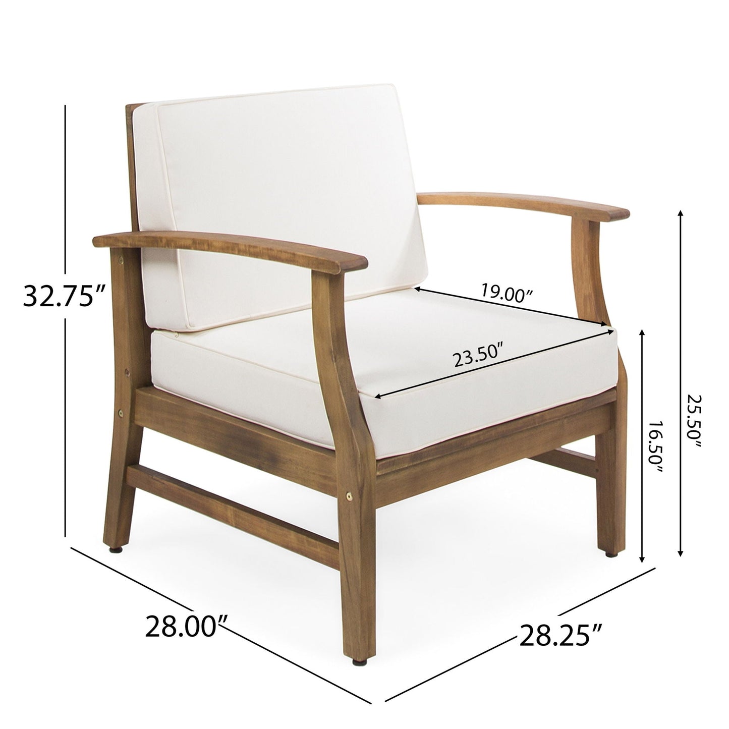 Perla Contemporary Club Chair with Water Resistant Cushion