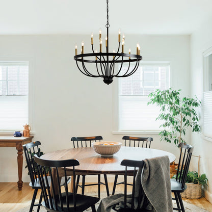 15-Light Industrial Iron Candle Chandelier Modern Farmhouse Pendant Light