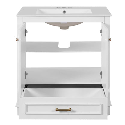 Bathroom Vanity With Sink, Cabinet & 2 Soft Closing Doors & Adjustable Shelf