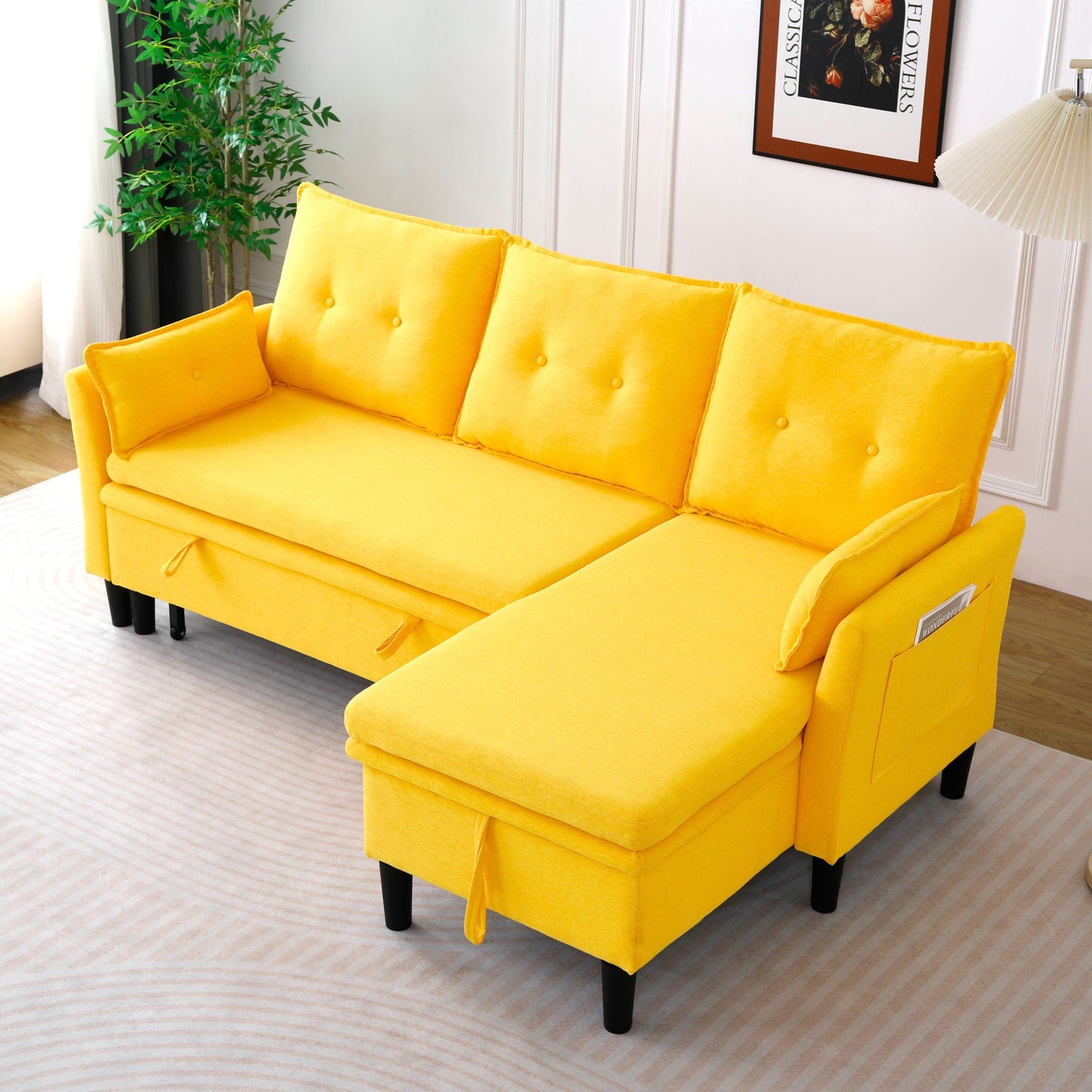 L-Shaped Reversible Chaise Sectional Sofa With Storage