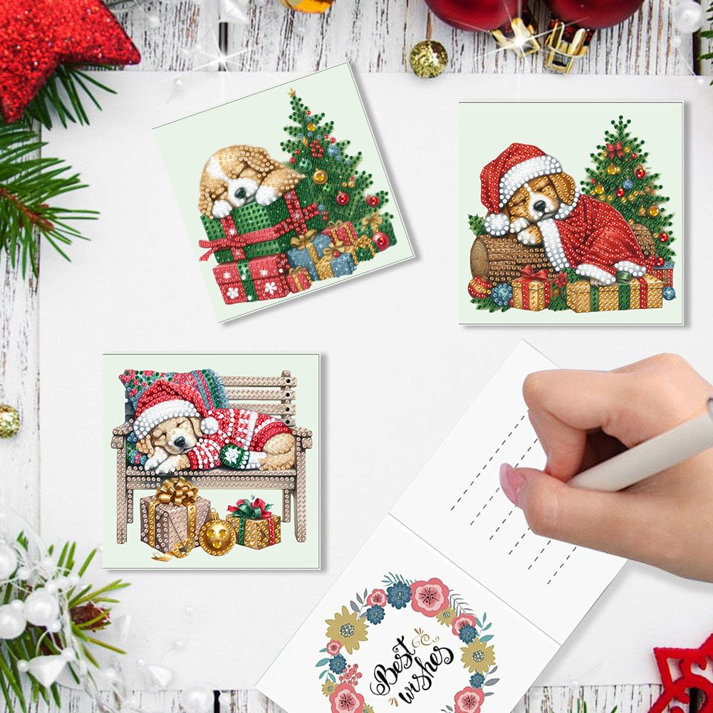 Christmas Style 6 Combination Puppy Style Handmade Greeting Cards