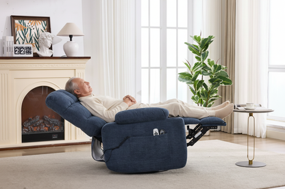 Heat Massage Electric Recliner Chair with Rocker and Swivel in Fabric