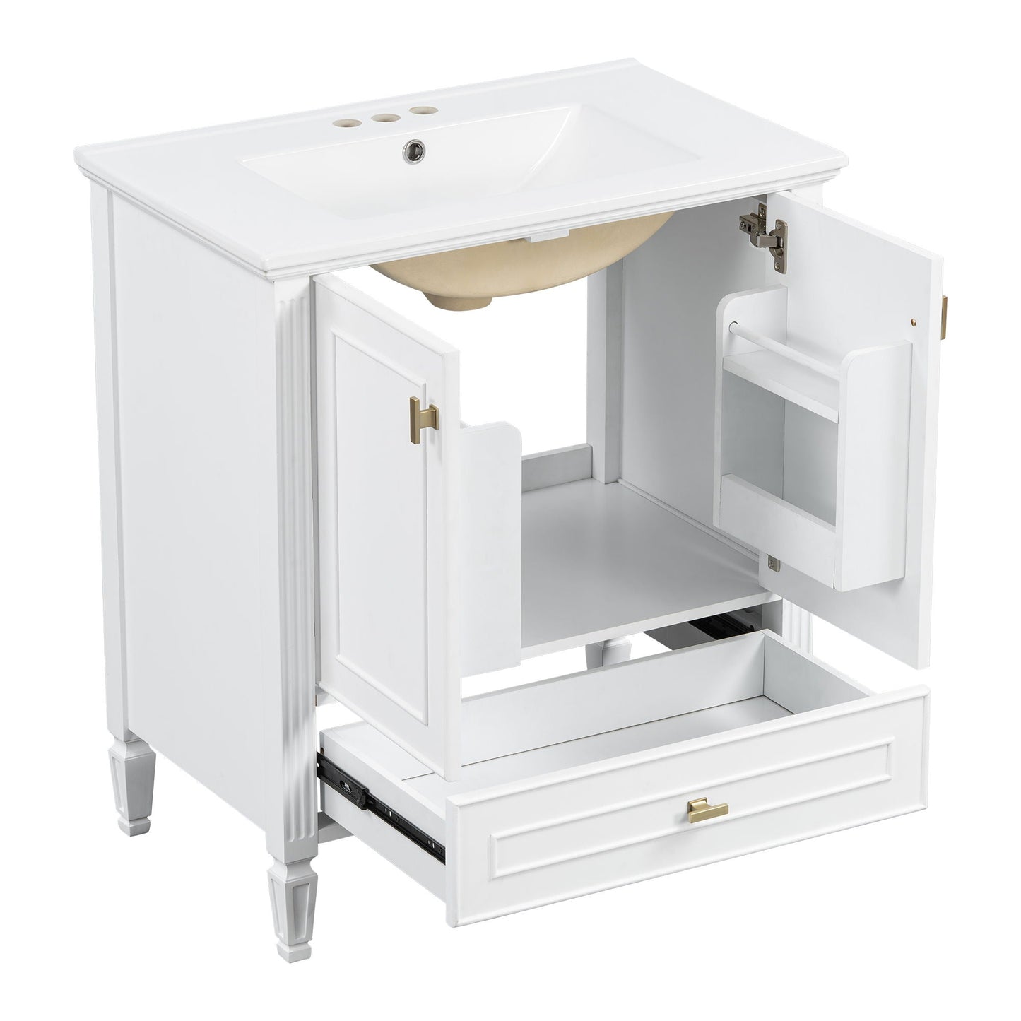 Freestanding Vanity With 1 Drawer & 2 Soft Close Doors With Door Mounted Storage