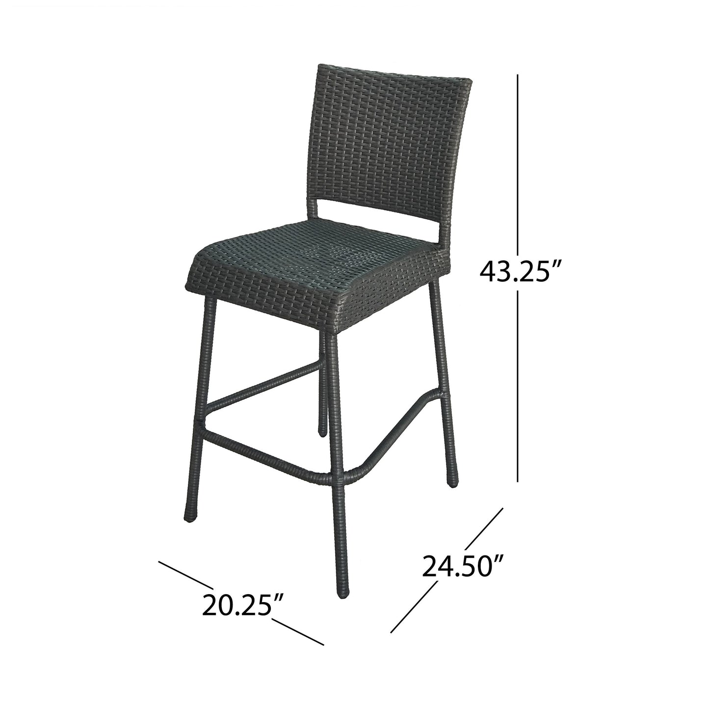 29" Outdoors PE Rattan Armless Barstools, Set of 2